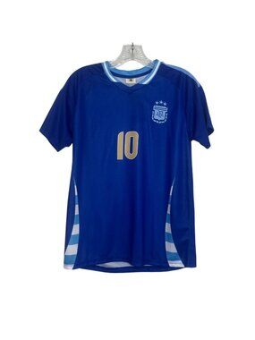 Argentina Soccer Jersey Messi #10 Womens Size 10 Blue New AFA Logo Short Sleeve